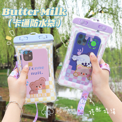 Cute Cartoon Mobile Phone Waterproof Bag Airbag Floating Touch Screen Protective Cover Drifting Swimming Cellphone Bag Wholesale