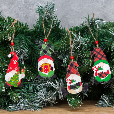 New Wooden Pendant Set 12Pc Christmas Decorations Faceless Old Man Wooden Pendant Christmas Tree Decorative Hanger