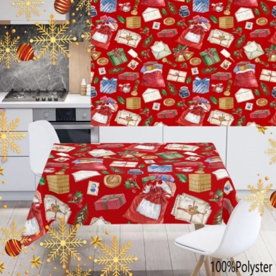 2023 New Design Christmas Polyester Tablecloth Waterproof and Oil-Proof Tablecloth