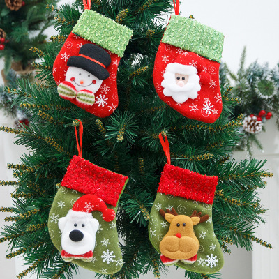 Christmas Little Socks Gift Bag Fur Ball Mouth Cloth with Snow Spots Little Socks Christmas Decorations Christmas Tree Pendant