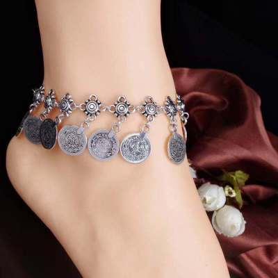 Turkey Coin Antalya Bracelet Gypsy Beach Ankle Chain Vintage Tassel Coin European and American Anklet Wholesale
