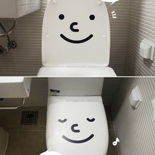 toilet stickers set of two cute toilet stickers facial expression smiley creative personality home decoration glass stickers