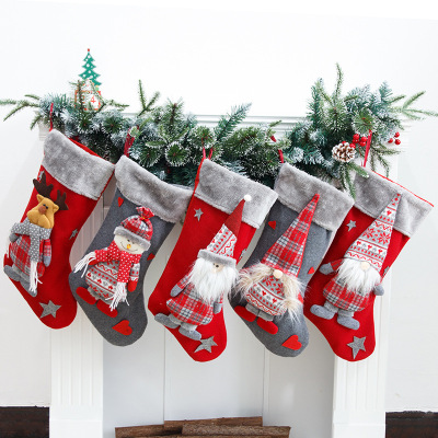 New Faceless Old Man Large Christmas Stockings Christmas Decorations Nordic Forest Man Doll Red Socks Gift Bag