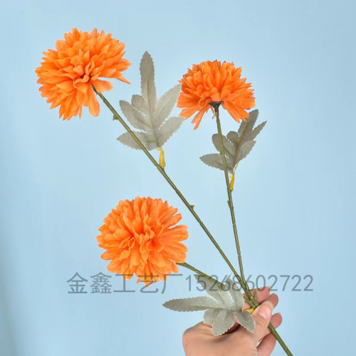 artificial flower 3 header chrysanthemum ping pong acanthosphere dandelion wedding celebration decoration fake flower bridal bouquet wholesale shooting props