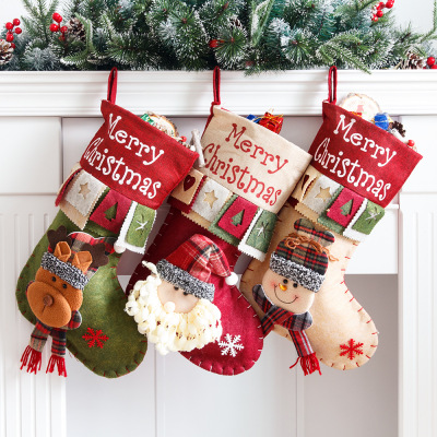 MerryChristmas Large Christmas Stockings Santa Snowman Three-Dimensional Decoration Gift Bag Gift Bag