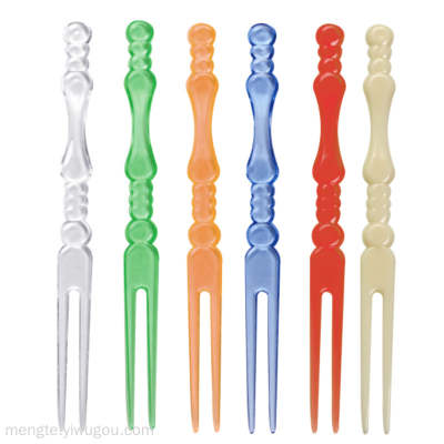 Factory Direct Creative Disposable Fruit Fork Bar KTV Plastic Fruit Fork Wholesale Transparent Cake Small Fork