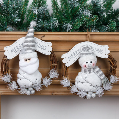 Christmas Garland White Old Man Snowman Word Plate Vine Ring Pendant Wreath Rattan Christmas Decorations Amazon