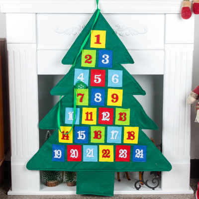 Christmas Countdown Calendar Christmas Decoration Supplies Non-Woven Calendar Pendant Christmas Tree-Shaped Felt Calendar