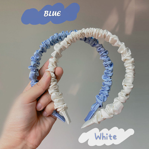 cream color super fairy pleated satin headband versatile out korean fabric headband pressure hair net red headdress hair accessories