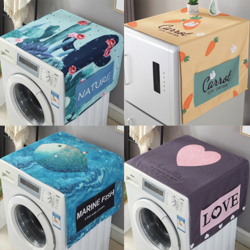 ins hot automatic drum washing machine dust cover single and double doors refrigerator microwave oven cotton and linen waterproof cover cloth