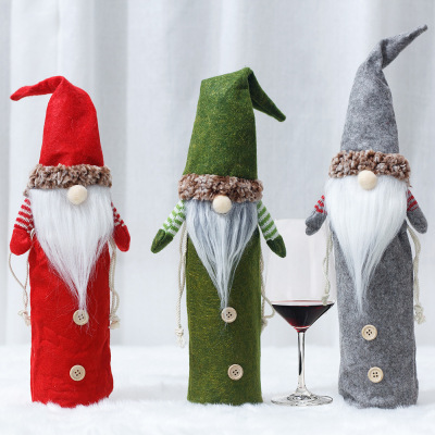 New Christmas Decorations Faceless Old Wine Bottle Bag Wine Bottle Cap Wine Bottle Cover Dining Table Christmas Bottle Cover