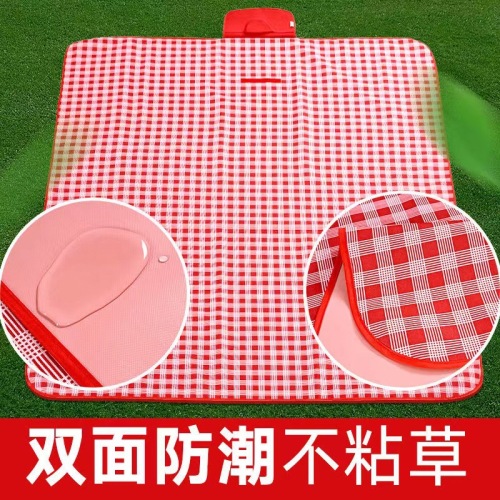 thickened picnic mat portable spring outing picnic mat outdoor waterproof folding oxford cloth plaid moisture-proof mat wholesale