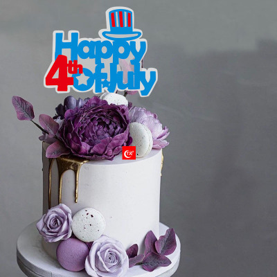 Happy 4Th of July American Independence Day Party Decoration Cake Decorative Flag Acrylic Cake Insertion