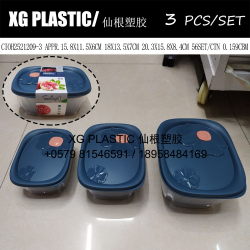 Crisper Plastic Three-Piece Rectangular Storage Box Food Crisper Lunch Box Creative New Refrigerator Storage Box