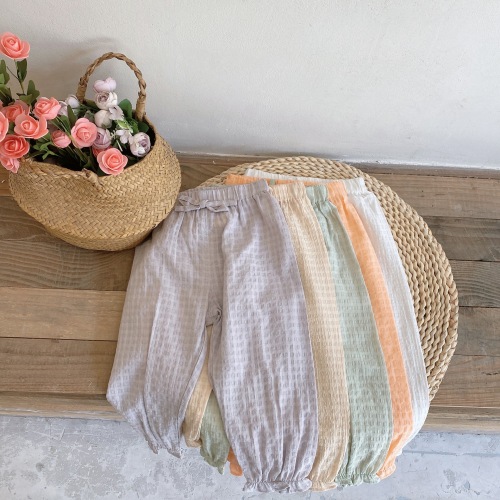 Girls‘ Super Soft Mosquito-Proof Pants 2022 Summer Pure Cotton Girls‘ Pajama Pants Summer Thin Home Pants Baby Bundle foot Air Conditioning Pants