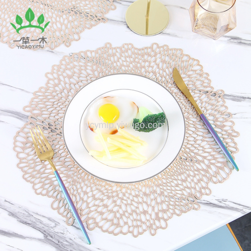 european-style pvc gilding placemat hollow out heat proof mat hotel disposable decorative pad coasters dining table cushion western-style placemat