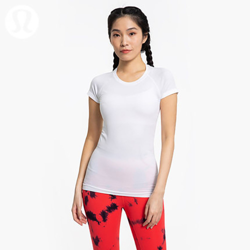 lulu swiftly tech2.0 lemon women‘s short-sleeved sports t-shirt with logo workout top slim fit breathable
