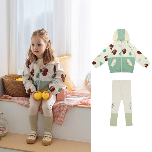 spot PS Puppy Color Matching Sun Protection Clothing 2022 Spring New Korean Style Girls‘ Coat Cute Stitching Leggings