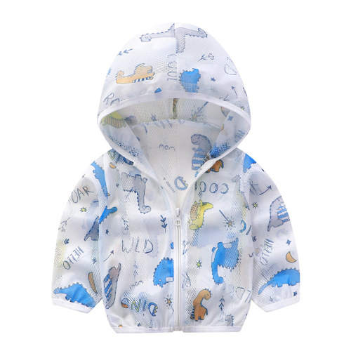 2022 Korean Style Children‘s Sun Protection Clothing Boy Cartoon Sun-Proof and Breathable Light Purple Children‘s Sun Protection Clothing