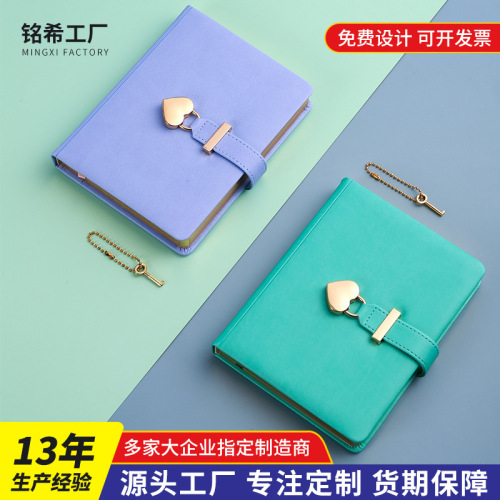 6 creative retro key buckle notebook printing logo notepad student diary book hand book gift box