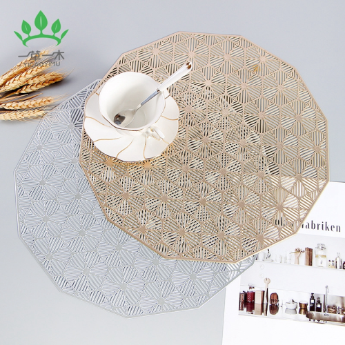 european-style pvc gilding placemat hollow out heat proof mat hotel disposable decorative pad coasters dining table cushion western-style placemat