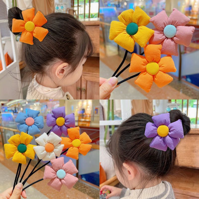 Bun Hair Ornament Children Flower Hairband Hair Band Girls Bud Little Girl Lazy Updo Hair Rod Hair Accessories Female