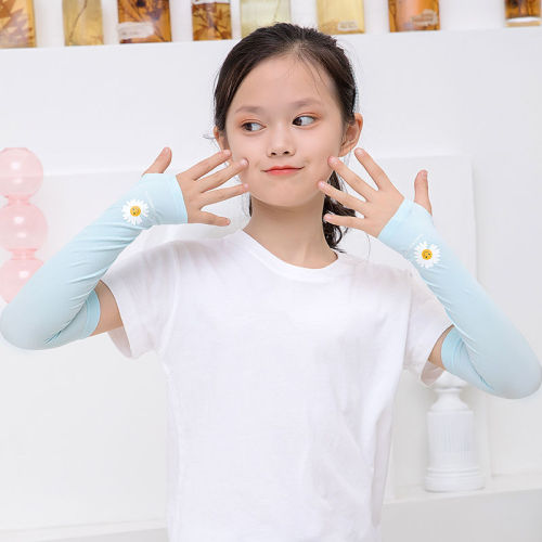 children‘s ice sleeve wholesale sun protection female breathable summer uv protection ice silk cute student kids boys arm protection tide