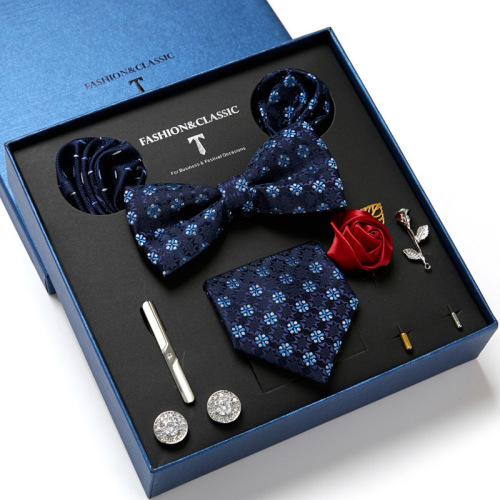 2022 New Men‘s Gift Box Tie Fashion Business Striped Tie Square Scarf Combination Set Gift Box Gift