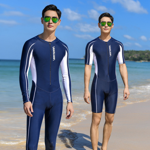 haolian sun protection swimsuit men‘s swimming trunks five points swimming suit adult quick-drying foreign trade one-piece swimsuit