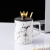 New Black and White Marbling Ceramic Cup Crown Mug with Cover with Spoon Coffee Cup Office Tea Cup