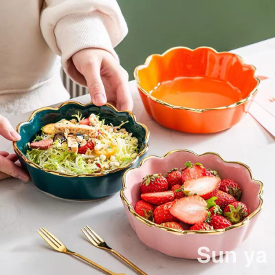 New Light Luxury Gold Salad Fruit Creative Bowl Noodle Bowl