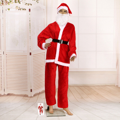 RFM Christmas Men's Clothes Five-Piece Short Plush Thickened Warm Santa Suit Christmas Performance Costumes