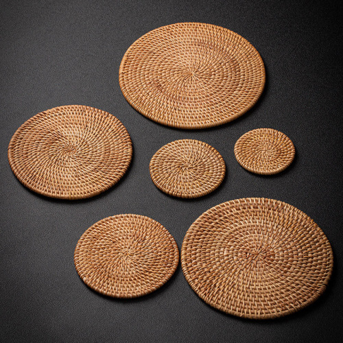hand-woven rattan mat cup mat bamboo mat thickened heat insulation anti-scald creative home tea ceremony table mat teapot mat cup holder