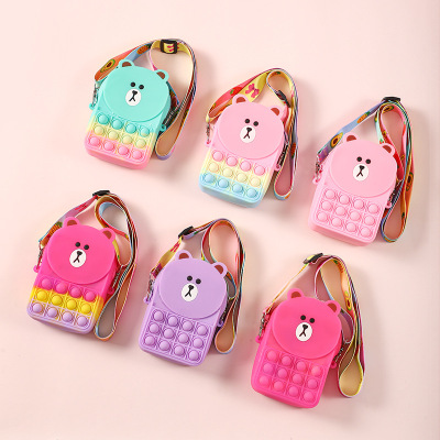 Pop It Fidget 2022 Hot Sale Rat Killer Pioneer Cute Bear Decompression Bag Coin Purse Factory Direct Supply