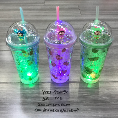 Y182 with Light Doll Ice Cup Creative Trending Ice Cup Large Capacity Summer Crushed Ice Cup Ice Cup Convenient Carrying Plastic Water Cup