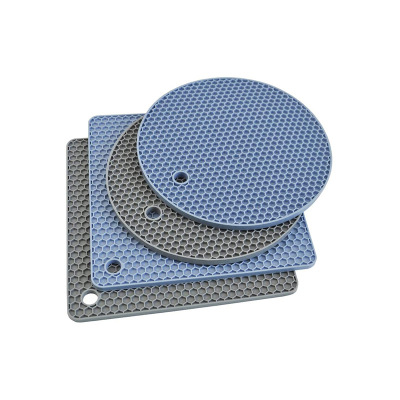 Cross-Border 4-Piece Set 2 round Honeycomb Pad Dining Table Heat Insulation Coaster 2 Square Kitchen Bowl Pot Mat Dish Mat Silicone Thermal Insulation Pad