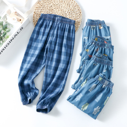 children‘s jeans summer baby tencel anti-mosquito pants boys thin casual outdoor sports pants girls air conditioning pants