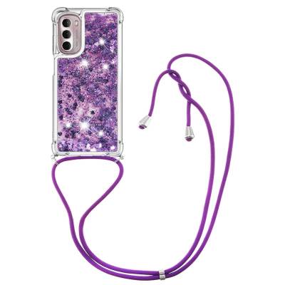 Applicable Moto Ultra 5G Four-Corner Drop-Resistant Gradient Quicksand Glitter Lanyard Slung over One Shoulder Phone Cover E6