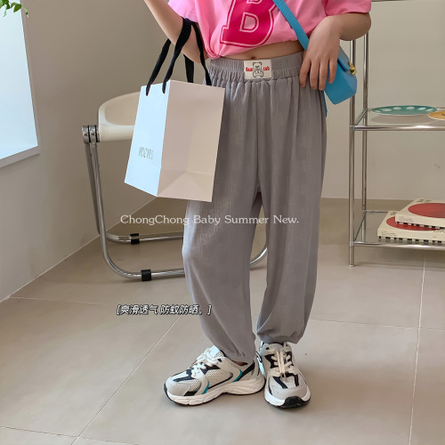new anti-mosquito pants child air conditioner pajama pants ice silk mask pants boys baby girl embossed casual pants 2205