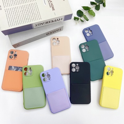 Suitable for Iphone13 Liquid Silicone Card Phone Case Apple 12 Skin Feeling Card Bag Fine Hole TPU