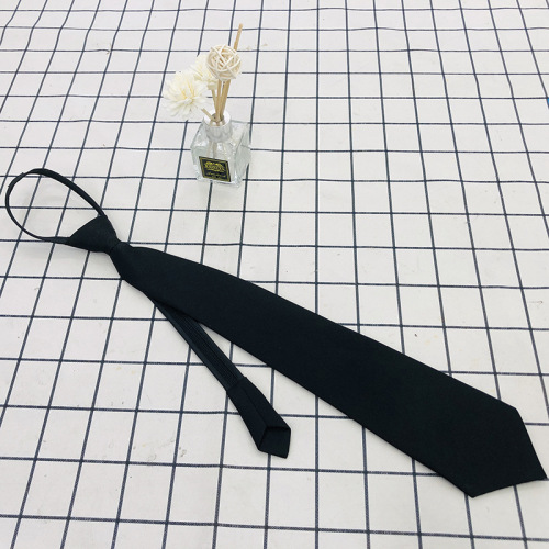 8*41 men‘s and women‘s black tie-free solid color college style adjustable school uniform arrow tie factory wholesale