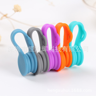 Headset Type 5 Colors Phone Earphone Cable Data Cable Winder-Sealed Strong Magnetic Iron Clip Winder