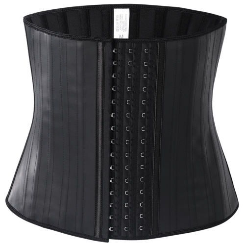 exclusive for cross-border latex corset belly contracting belly band body shaper 25 steel rib glossy rubber waistband latex