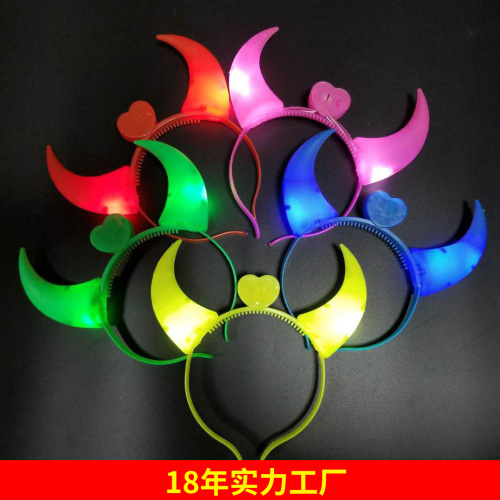 luminous horn headband concert aid led luminous horn headband company annual meeting activities flash headwear