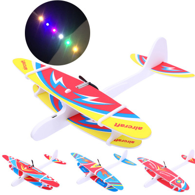 Stall Hot Sale Electric Bubble Plane Glider USB Rechargeable Aircraft with Light DIY Assembly Model Children's Toys