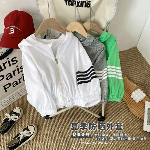 Wind Valley 2022 Summer New Children‘s Clothing Children‘s Korean-Style Hooded Sun Protection Clothing Boy‘s Thin Zipper Shirt Coat Tide