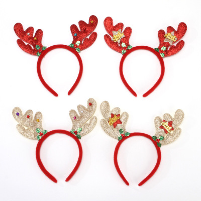 Rl562 Christmas Antlers Headband Five-Star Color Bell Antlers Head Buckle Christmas Crafts