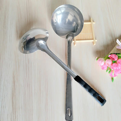2 Yuan Large Soup Spoon Black Handle Steel Spoon Stainless Steel Cooking Spoon Spatula Kitchen Supplies