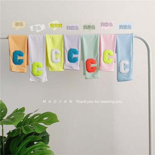 korean style simple towel embroidered letter c labeling children‘s ice sleeve baby casual solid color outdoor sun-proof oversleeve