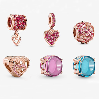 New Style Pink Pavé Pave Daisy String Ornament Pendant Oval Curved Gem Panjia Bracelet Accessories